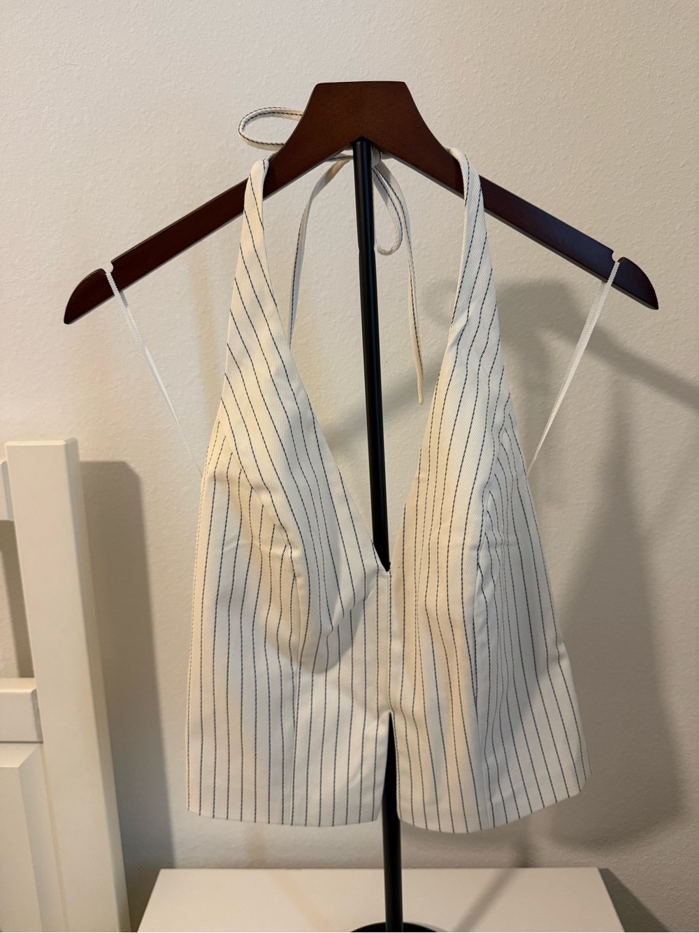 Abercrombie & Fitch Cream Pinstripe Halter Camisole